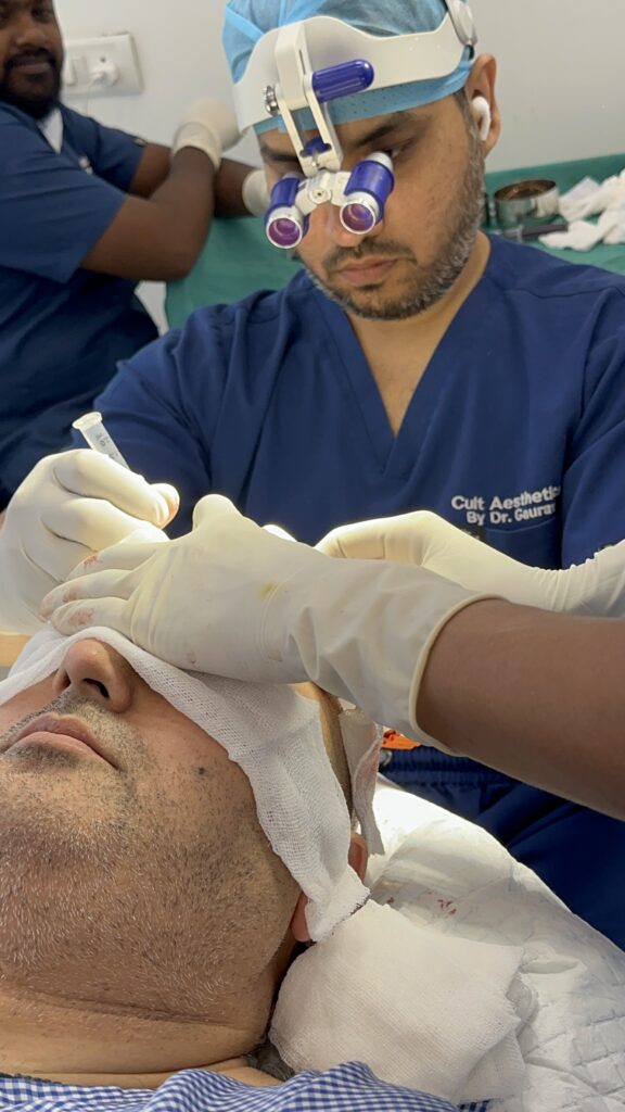 Dr. Gaurav Solanki best doctor for GFC and PRP in his routine operating position . 